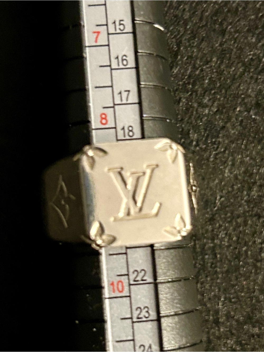 Louis Vuitton Monogram Signet Ring.  Size 8.25.  COA included